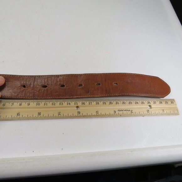 Brown Leather Belt USA tooled & stitched detail size 38 and 1 1/2" wide Western - Picture 8 of 9